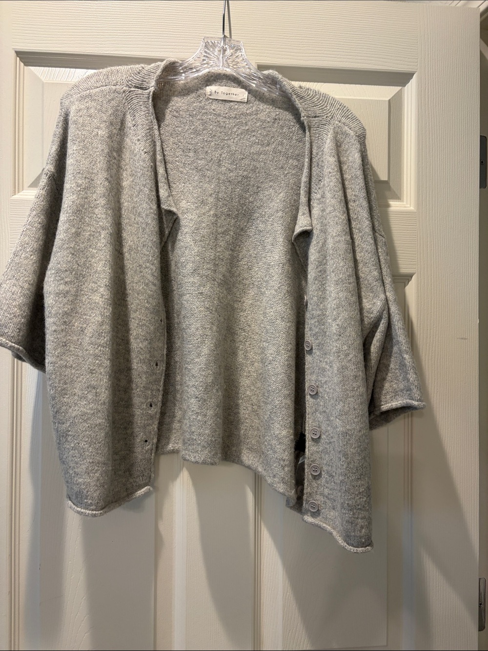 By Together Light Gray Button-Front Sweater Cardigan